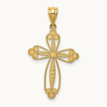 Budded Cross Pendant, 14K