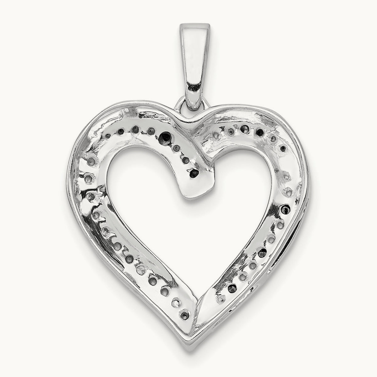 1/20ct. Blue and White Diamond Heart Pendant, 14K White Gold