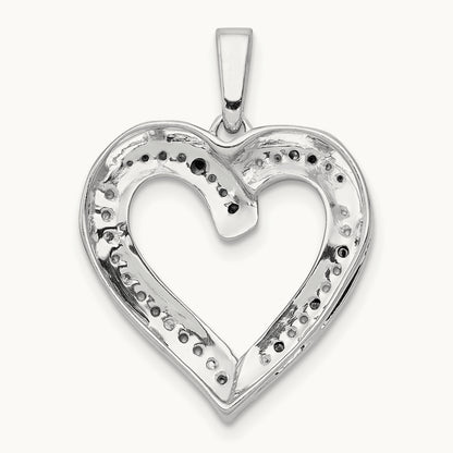 1/20ct. Blue and White Diamond Heart Pendant, 14K White Gold