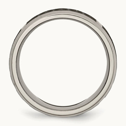 Brushed & Polished Celtic Laser Design Beveled Edge Band — photo set