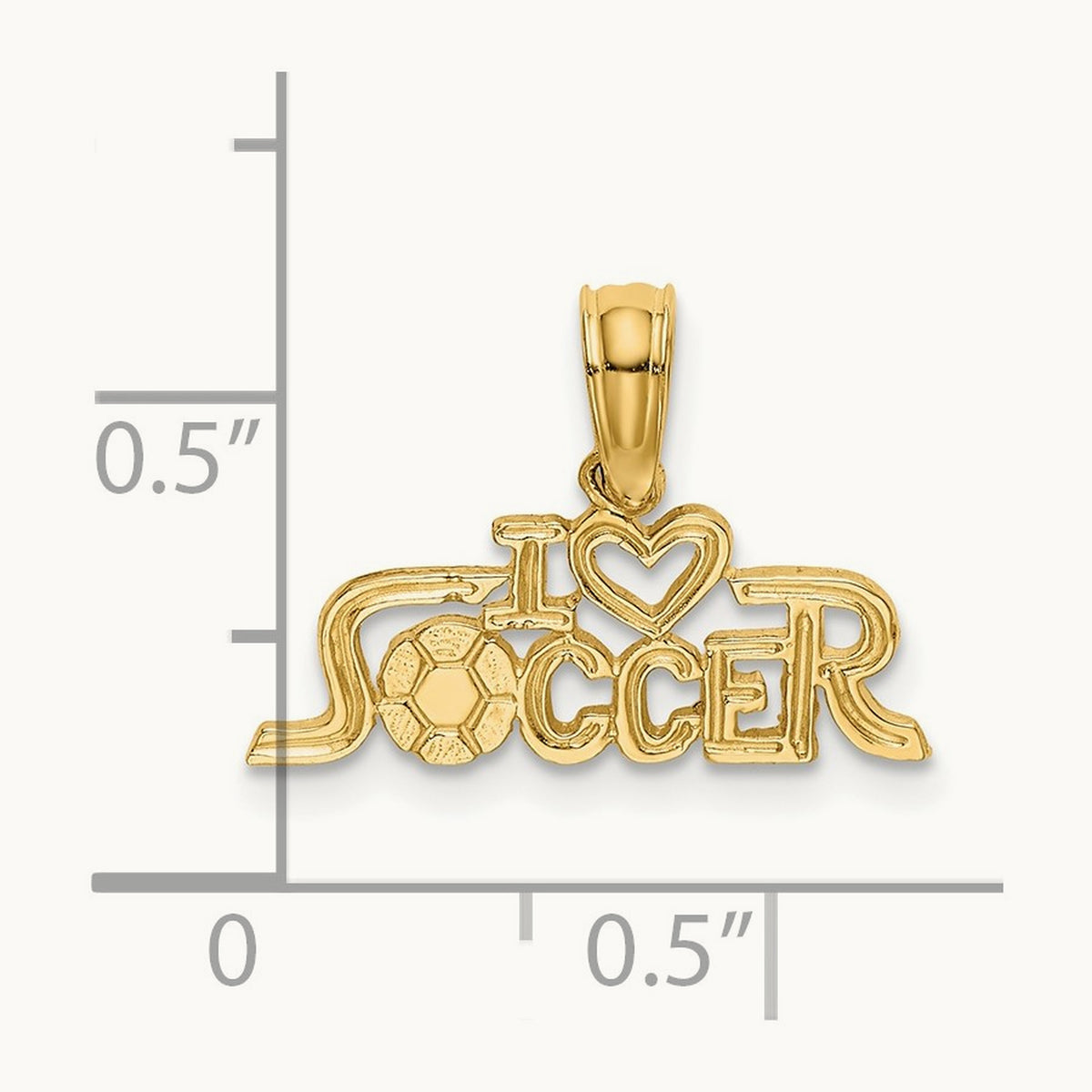 I HEART SOCCER Charm, 14K
