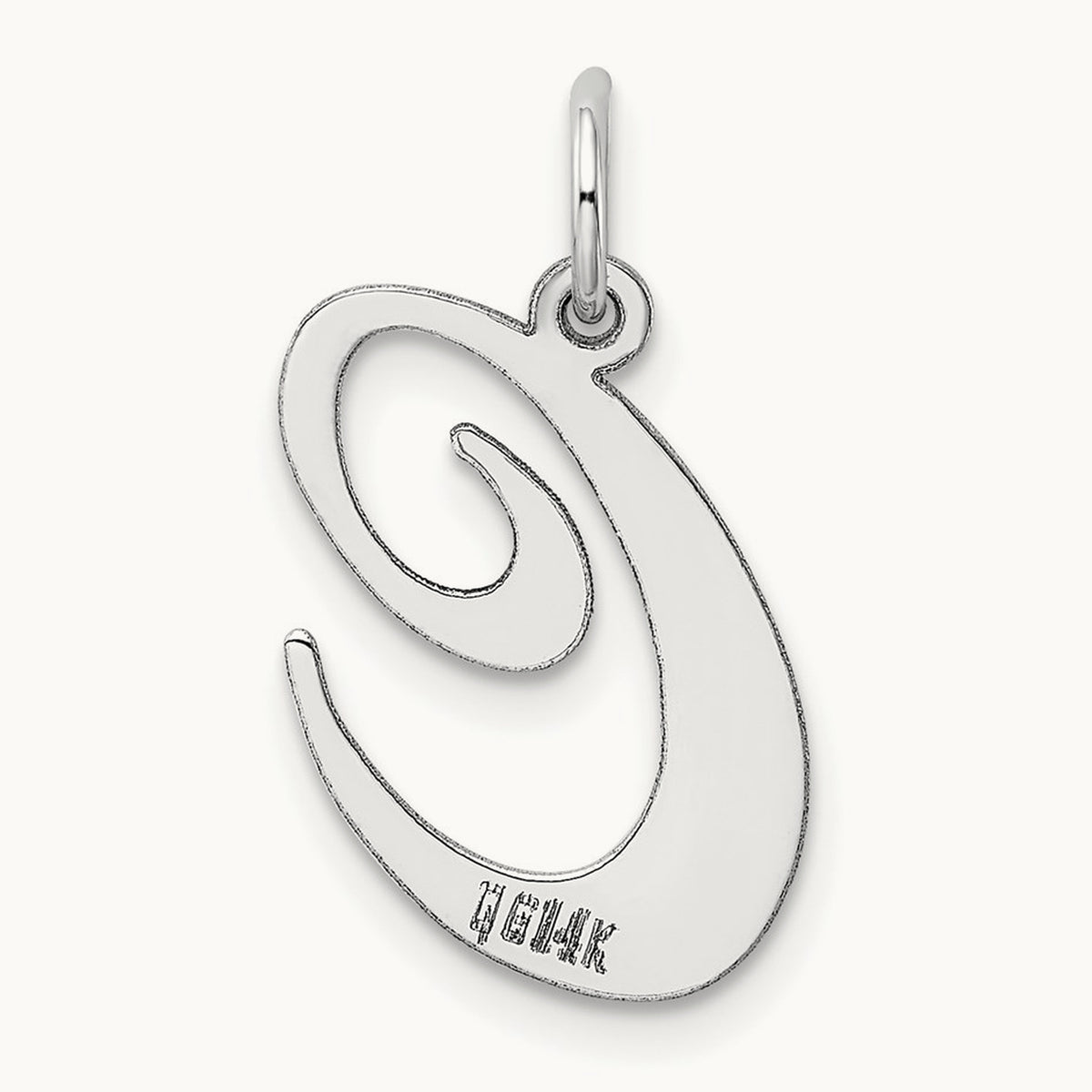 Large Fancy Script Initial Charm — 14K White Gold, C