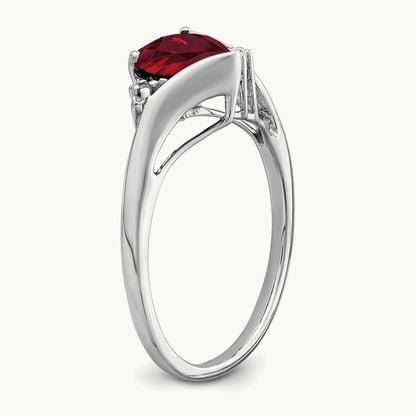 Created Ruby and Diamond Heart Ring, 14K White Gold