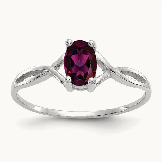 Rhodolite Garnet Birthstone Ring, 14K White Gold