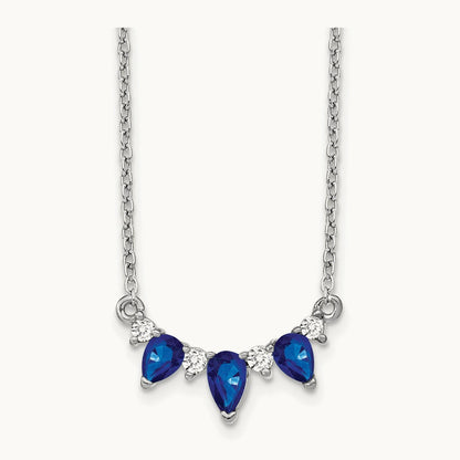 Created Sapphire Necklace, 0.10 ct tw Lab-Grown Diamond