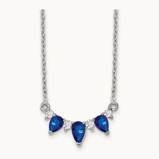 Created Sapphire Necklace, 0.10 ct tw Lab-Grown Diamond
