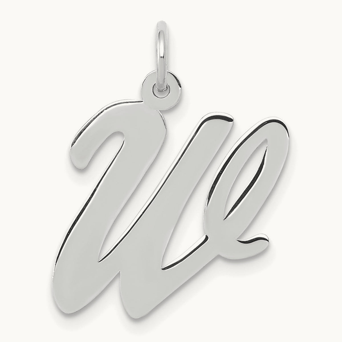 Large Script Initial Charm — 14K White Gold, W