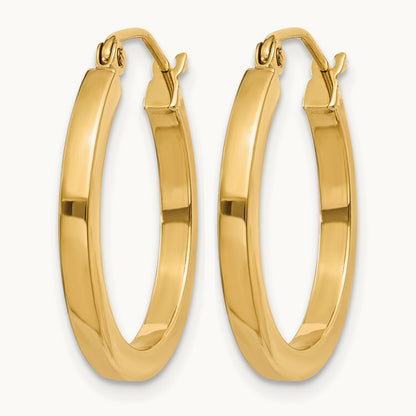 Square Tube Hoop Earrings — 14K Yellow Gold
