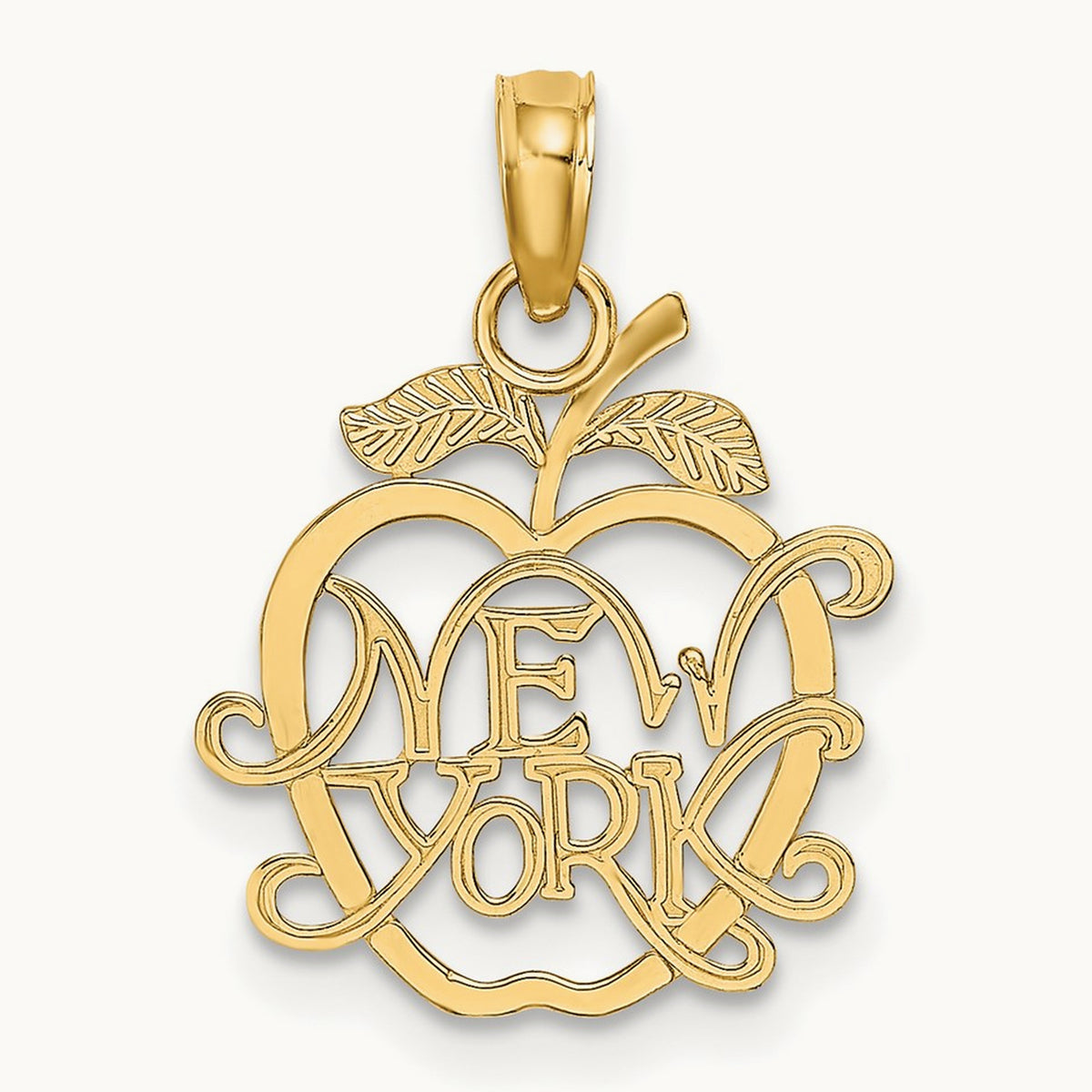 NEW YORK in Apple Cut-out Charm, 14K