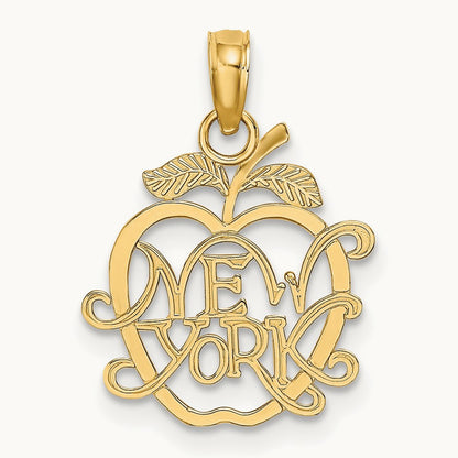 NEW YORK in Apple Cut-out Charm, 14K
