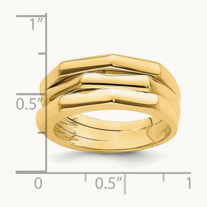 Polished Three Ridged Dome Ring, 14K