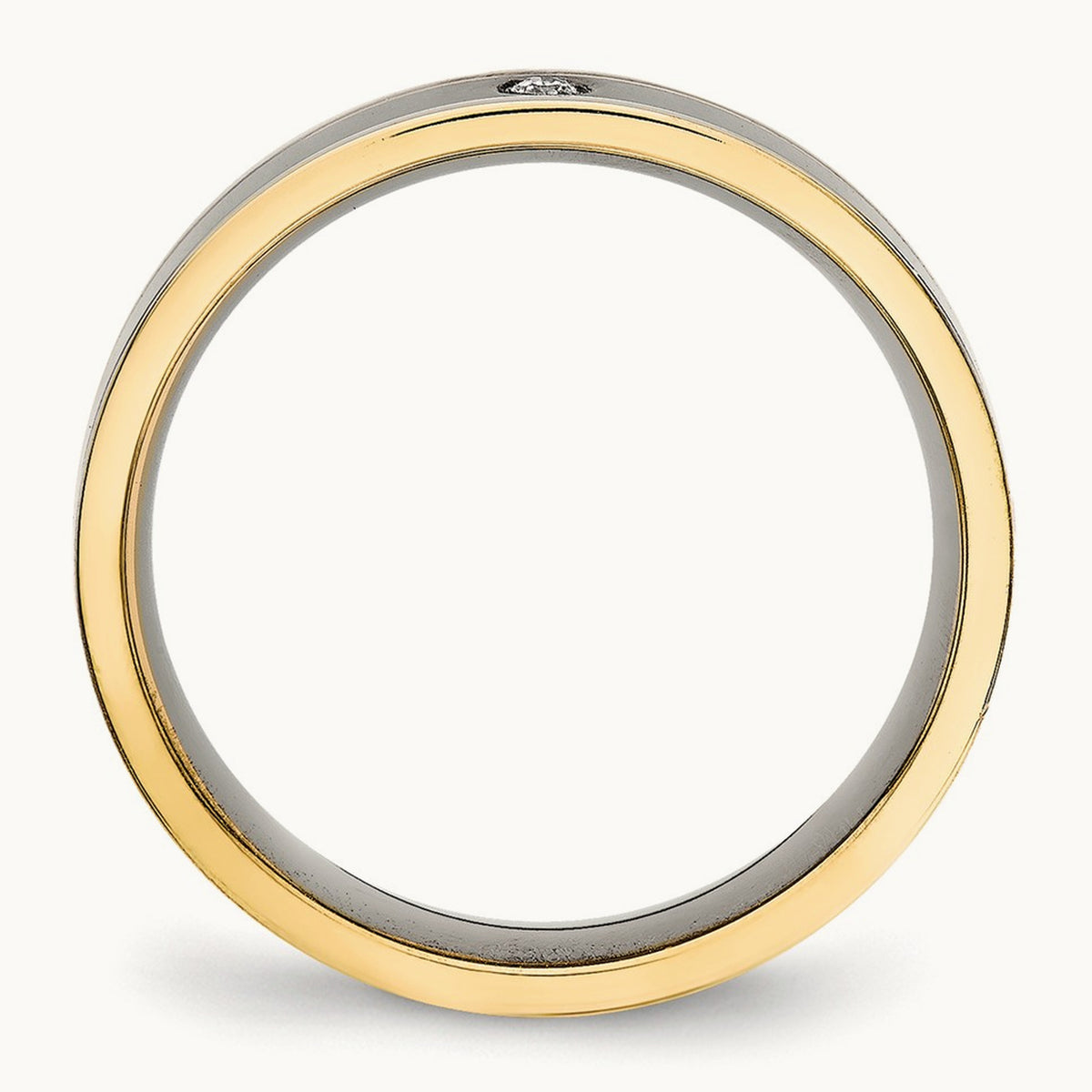 Titanium Polished Yellow IP-plated with CZ 5mm Grooved Comfort Fit Band
