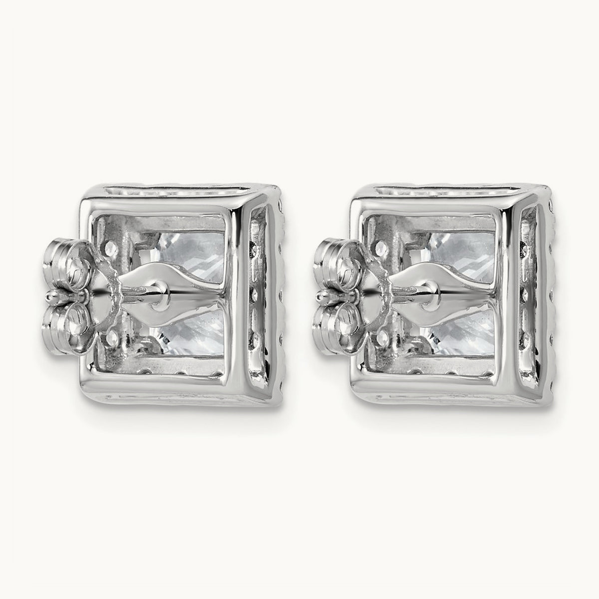 Princess Halo Post Earrings, 0.50-7.50 ct tw Lab-Grown Diamond — 5 ct, 14K White Gold
