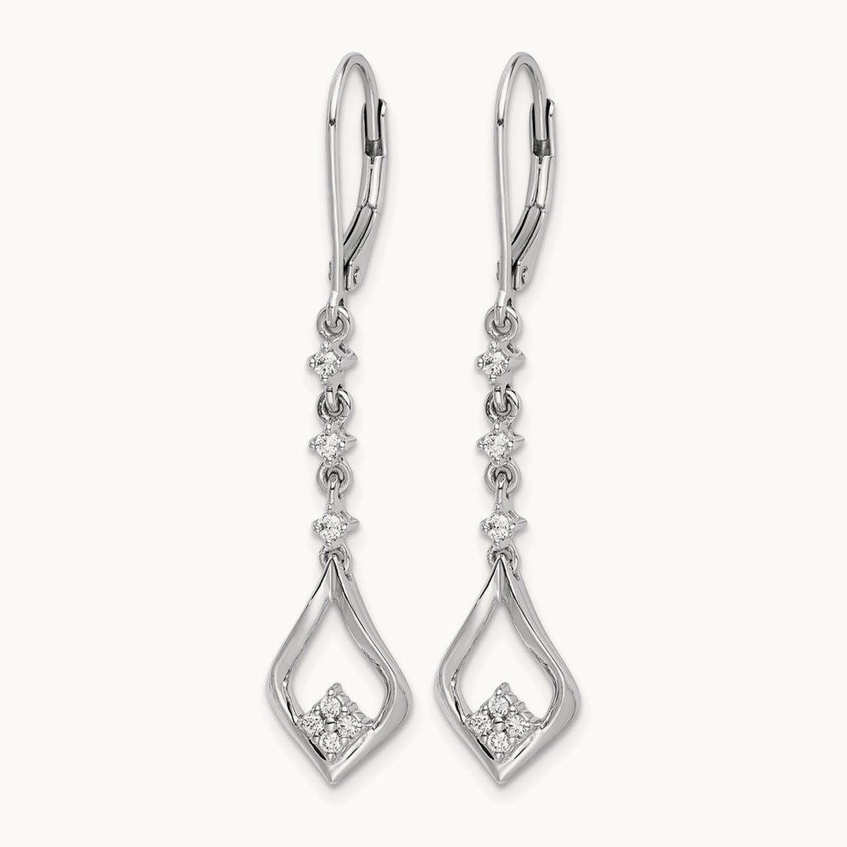 Dangle Leverback Earrings, 0.20 ct tw Lab-Grown Diamond — 14K White Gold