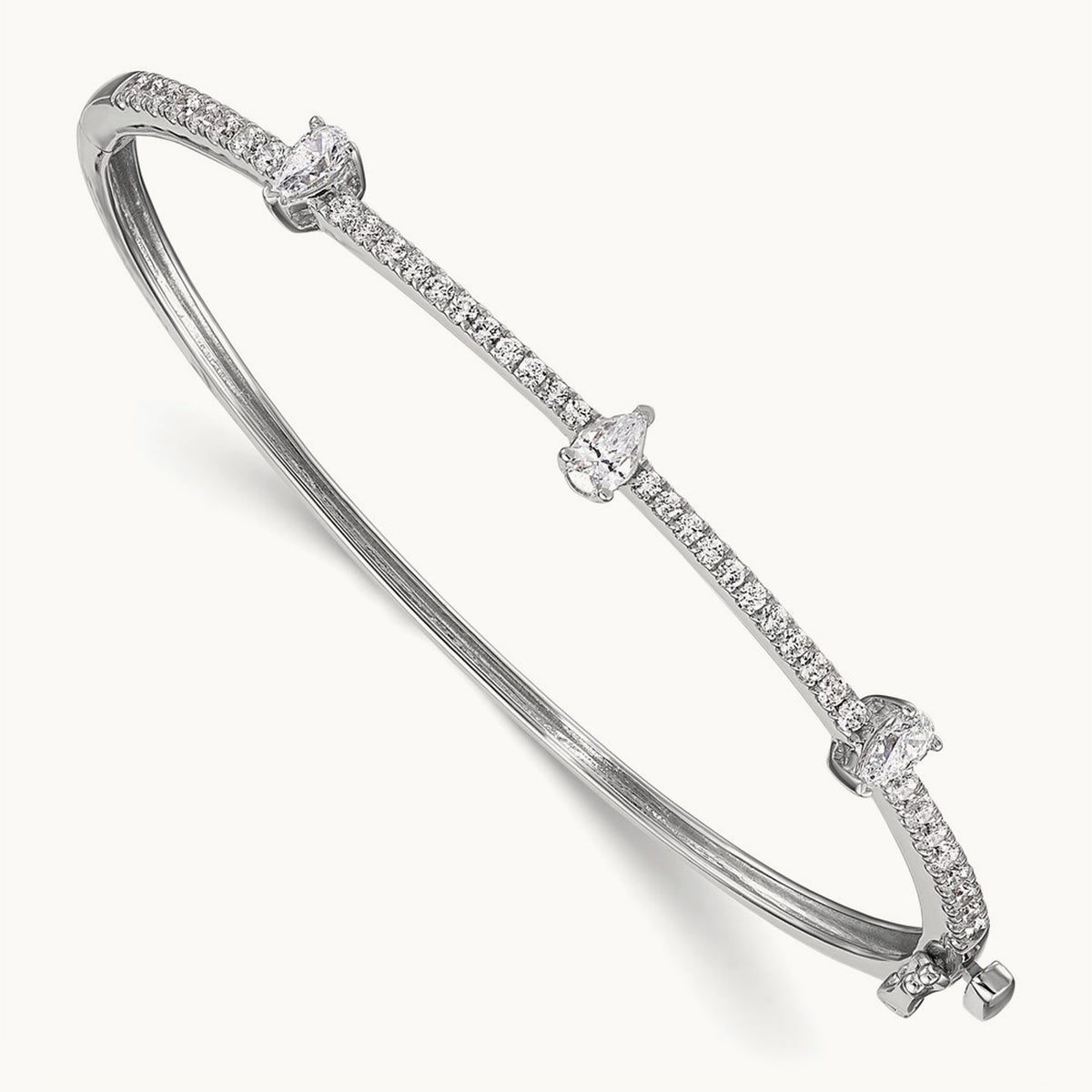 Round & Pear Hinged Bangle, 1.25 ct tw Lab-Grown Diamond