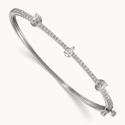 Round & Pear Hinged Bangle, 1.25 ct tw Lab-Grown Diamond