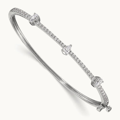 Round & Pear Hinged Bangle, 1.25 ct tw Lab-Grown Diamond