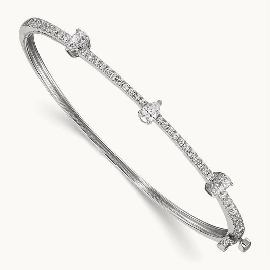 Round & Pear Hinged Bangle, 1.25 ct tw Lab-Grown Diamond