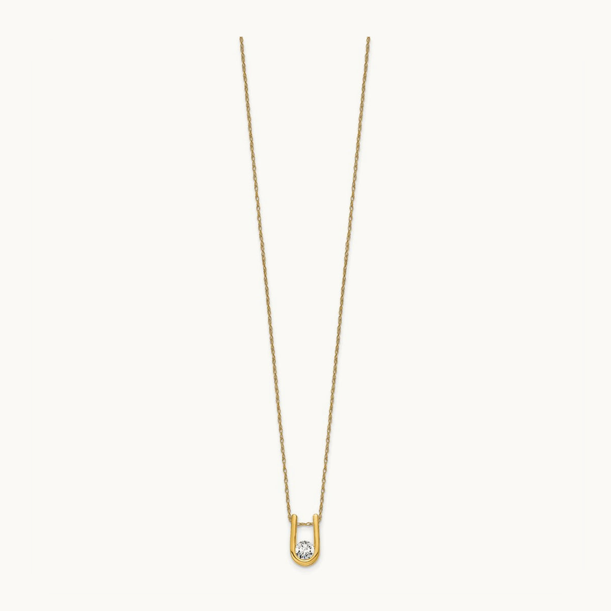 U-Shape Pendant Necklace, 0.25 ct tw Lab-Grown Diamond — 14K Yellow Gold