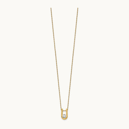 U-Shape Pendant Necklace, 0.25 ct tw Lab-Grown Diamond — 14K Yellow Gold