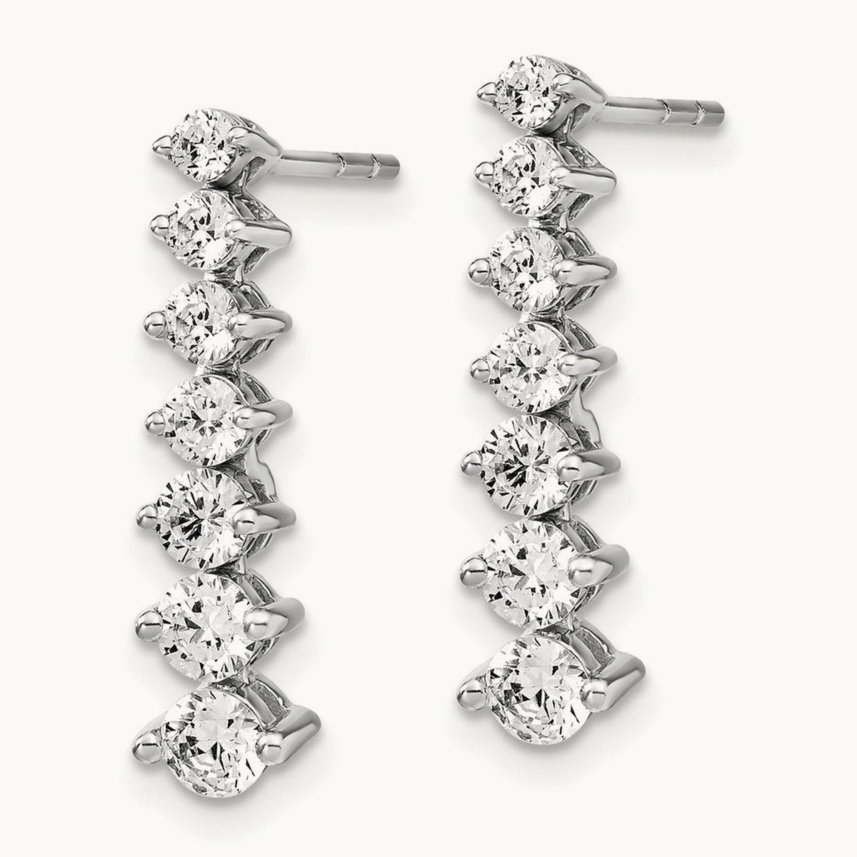 Graduating Drop Post Earrings, 1.50 ct tw Lab-Grown Diamond — 14K White Gold