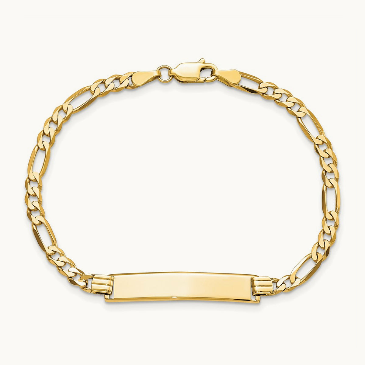 Flat Figaro Link ID Bracelet, 14K