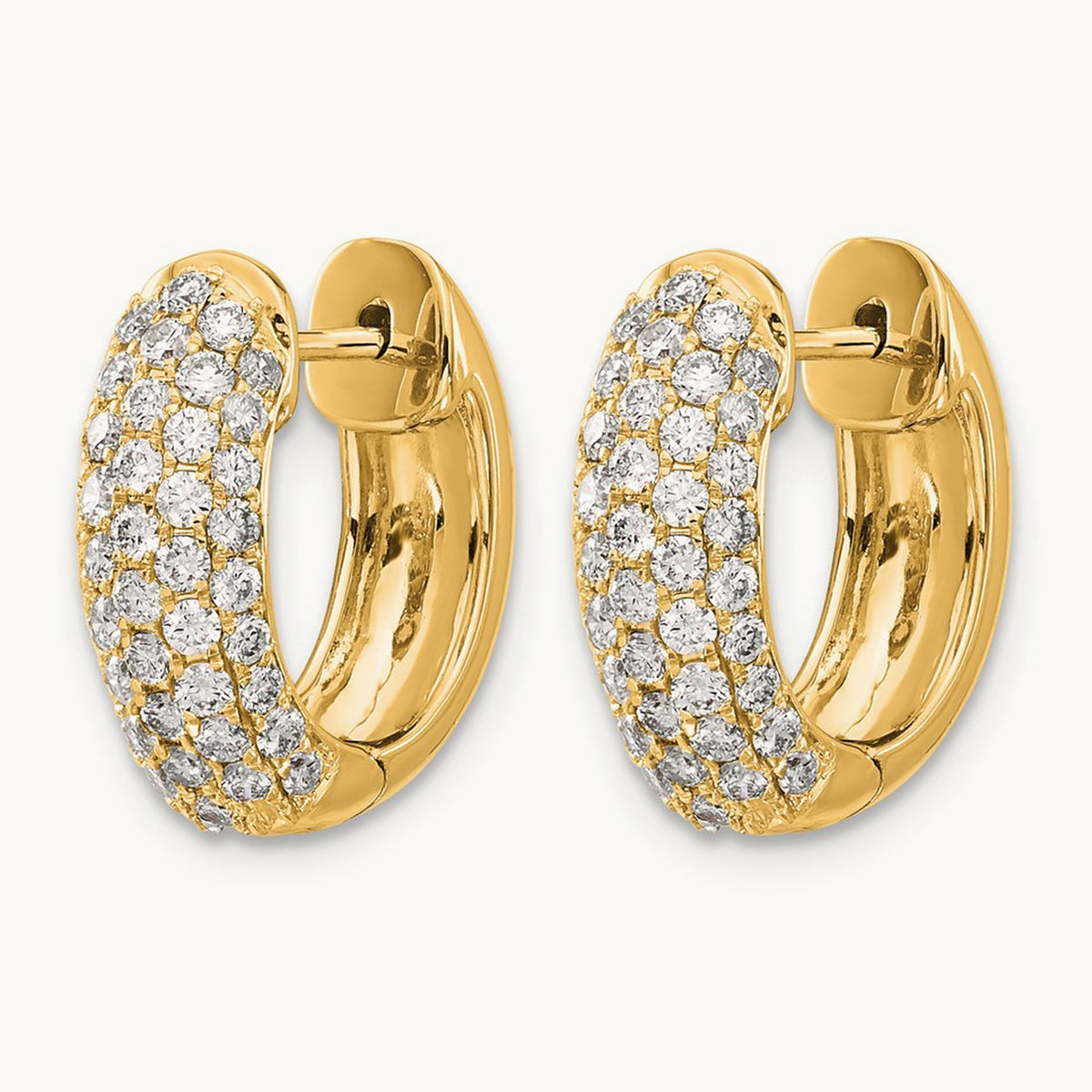 Diamond Hinged Hoop Earrings, 14K Yellow Gold