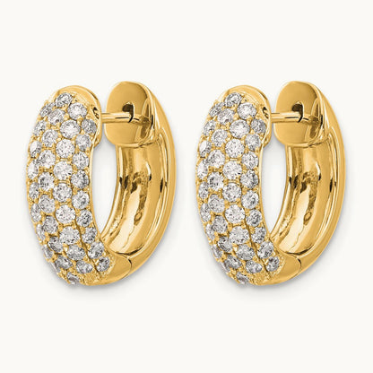 Diamond Hinged Hoop Earrings, 14K Yellow Gold