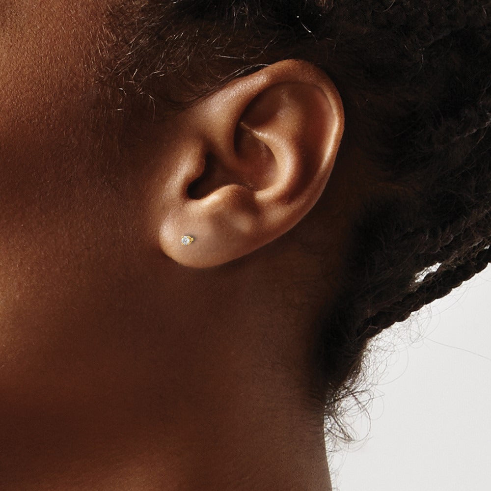 Round Diamond Stud Earrings — 14K Yellow Gold, 0.05 ct tw, I1 J-K · push back