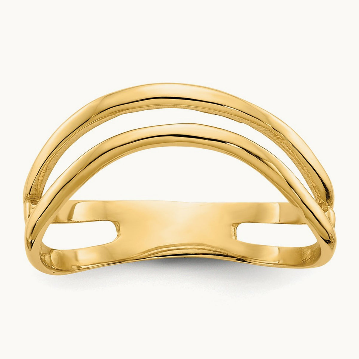 Polished Double Wave Fashion Thumb Ring, 14K Gold