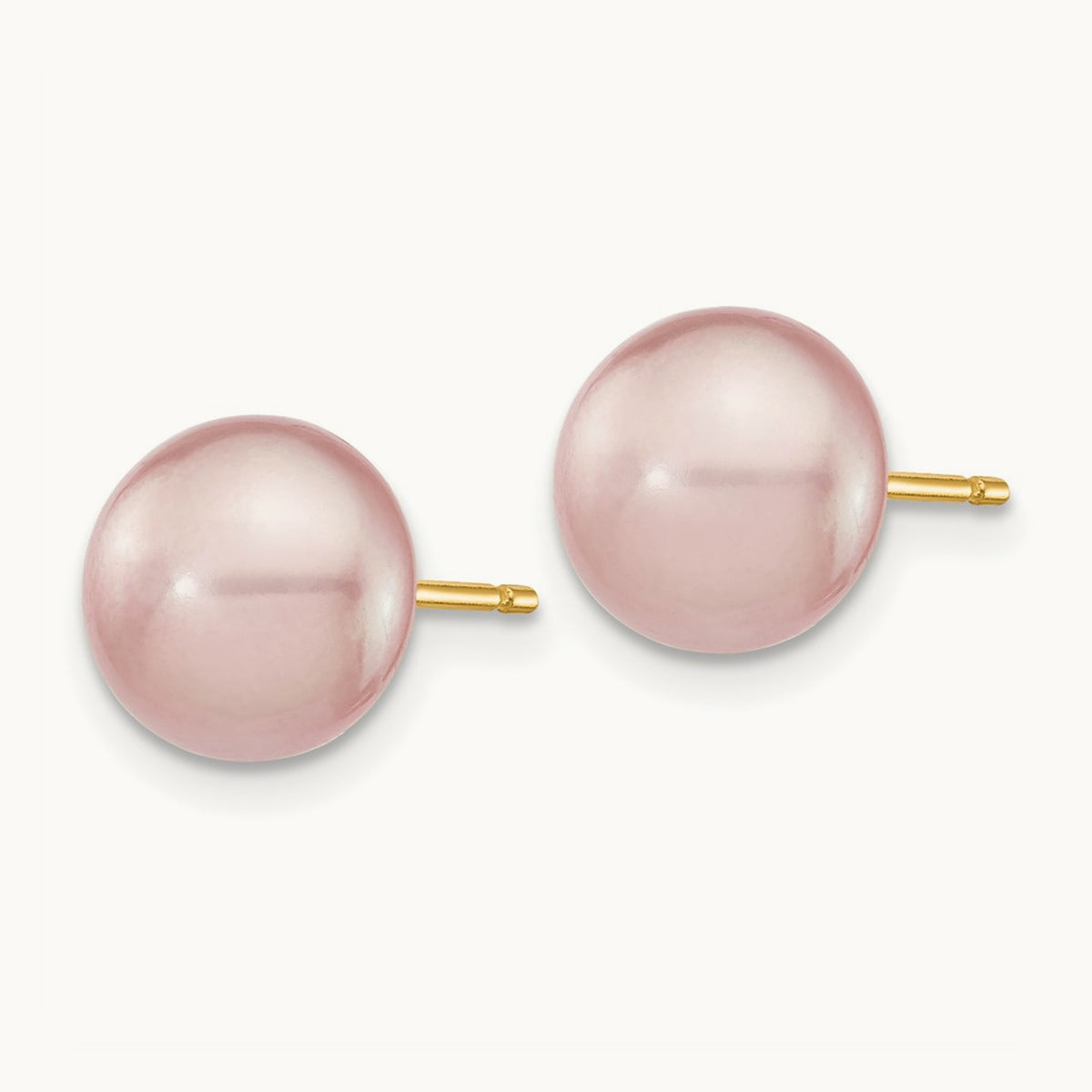 8- Purple Button Freshwater Cultured Pearl Stud Post Earrings, 9mm, 14K