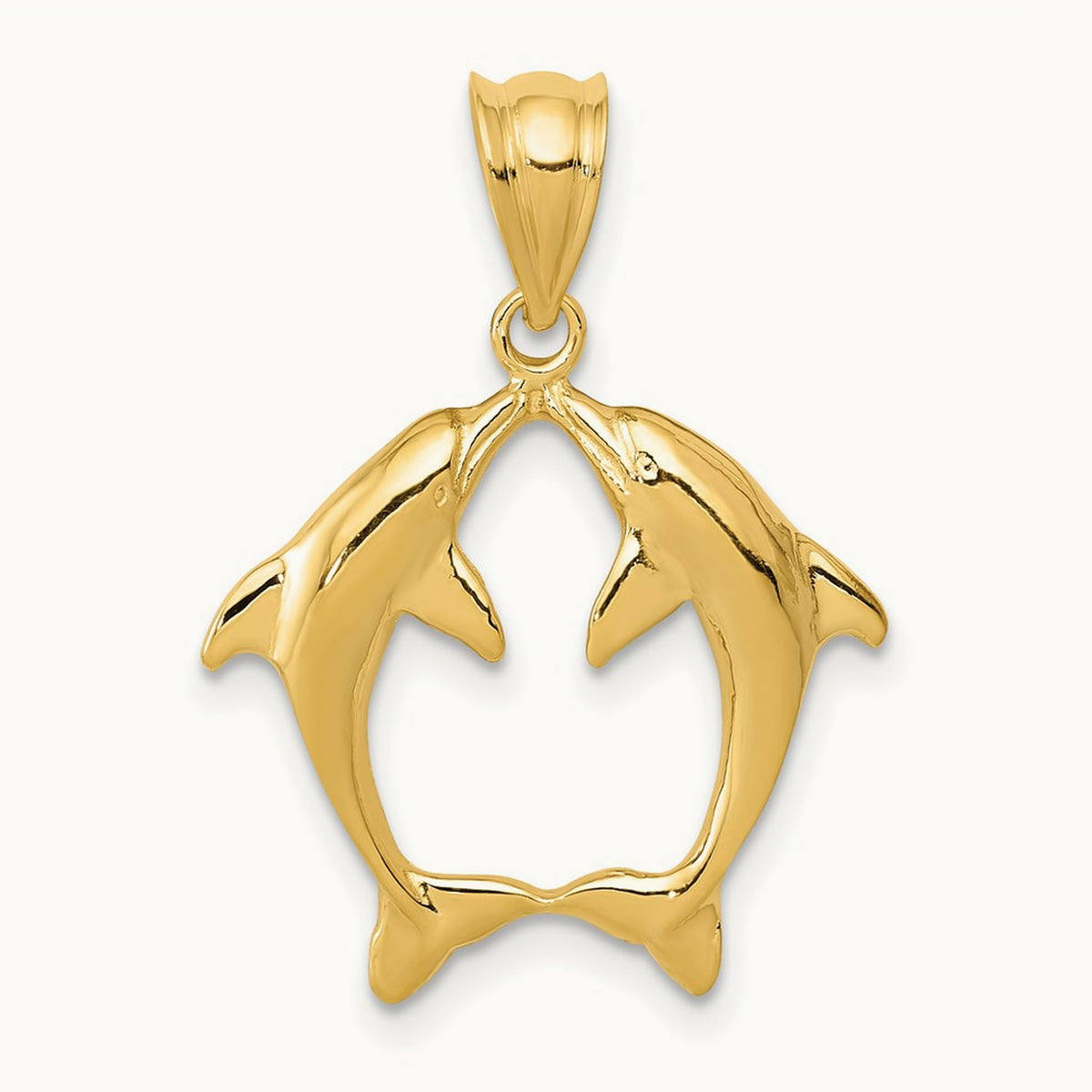 Two Dolphins Pendant, 14K