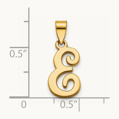 Script Letter E Initial Pendant, 14K Yellow Gold
