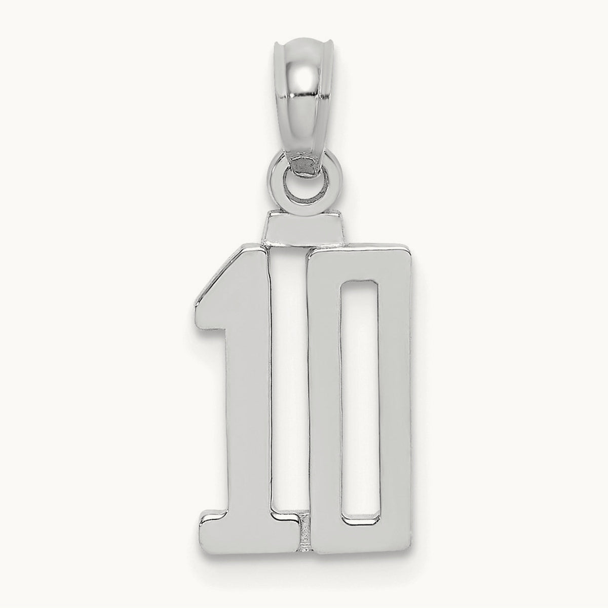 Polished Number 10 Pendant — 14K White Gold