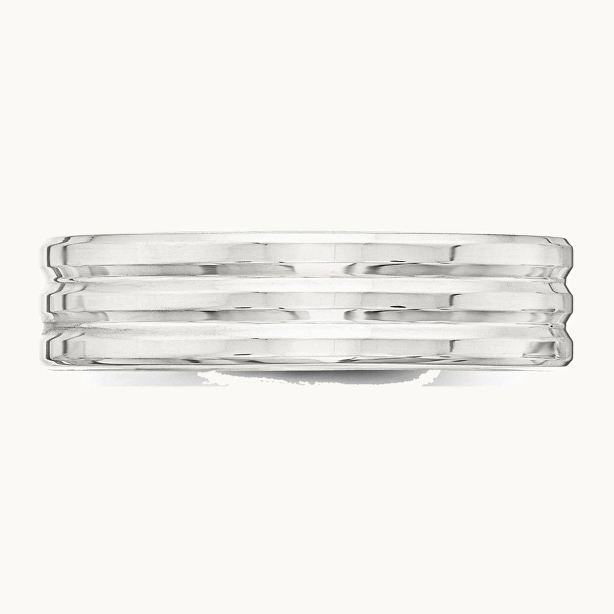 Sterling Silver 6mm Polished Flat Grooved Fancy Band