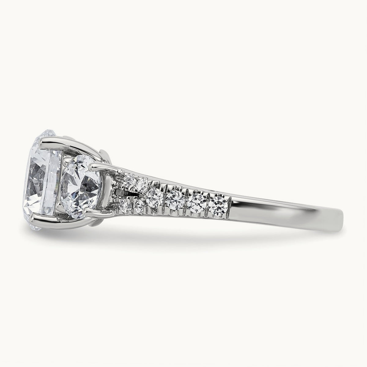 3 Stone Oval Ring — 14K White Gold, 7