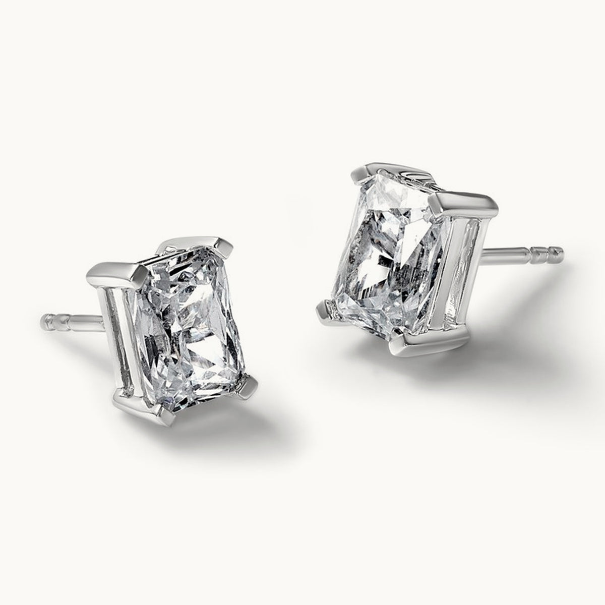 Radiant Four-Prong Stud Earrings, 0.50-6.00 ct tw Lab-Grown Diamond — 6 ct, 14K White Gold