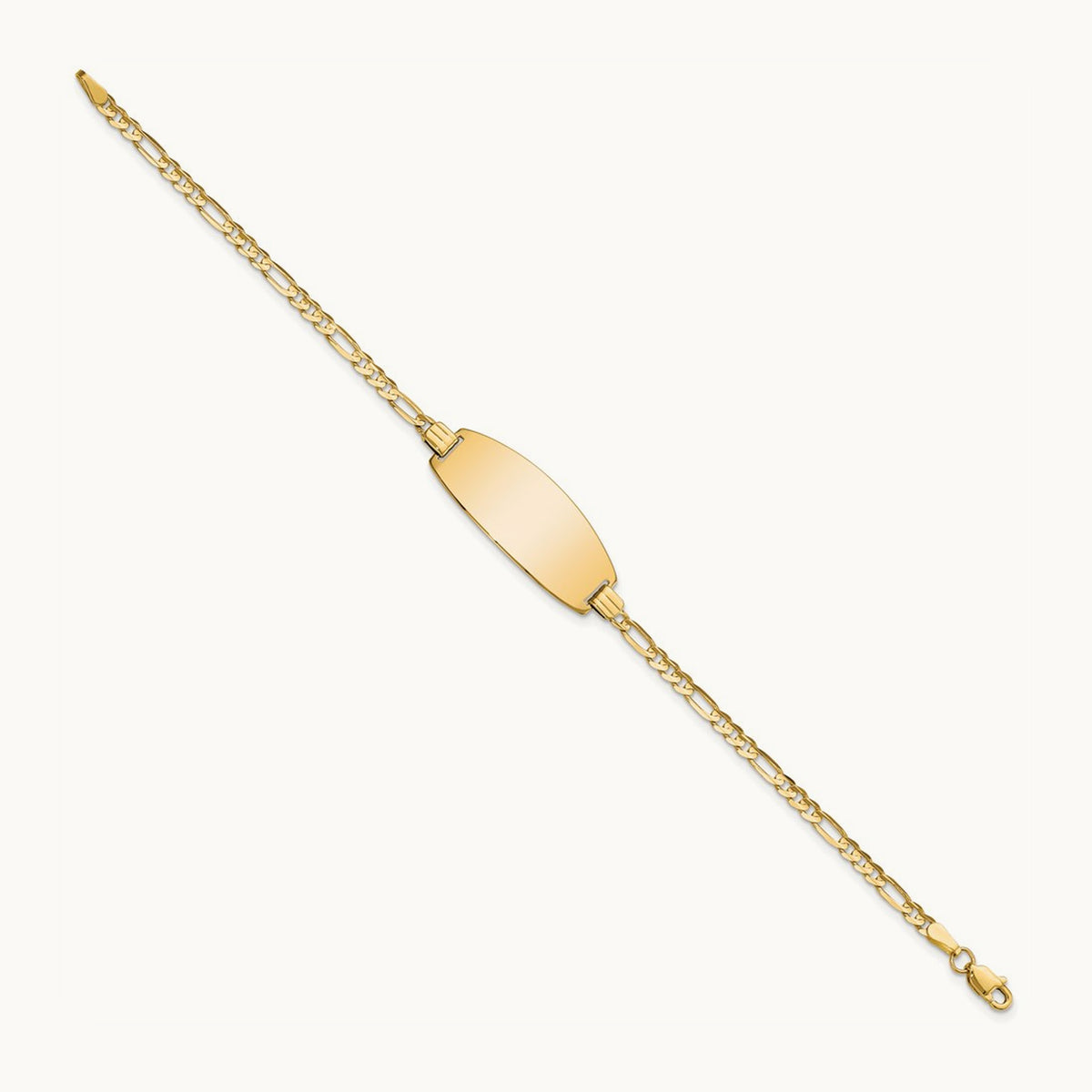 Oval Figaro ID Bracelet — 14K Yellow Gold