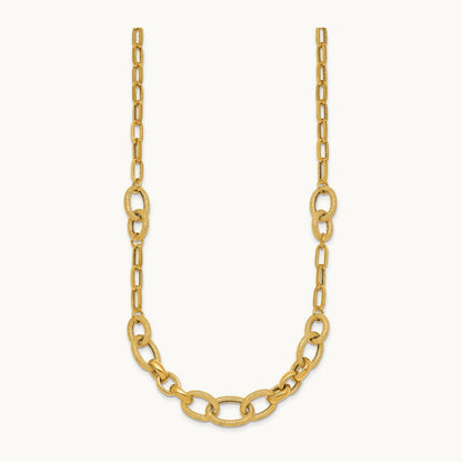 Polished and Textured Fancy Link 17.25in Necklace, 14K