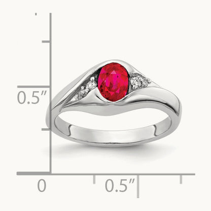 6x4mm Oval Ruby AA Diamond ring, 14K White Gold