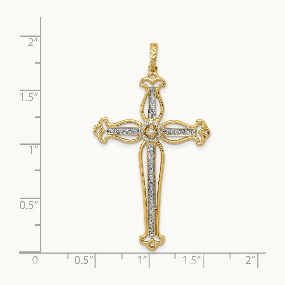 1/4ct. Diamond Fancy Budded Cross Pendant, 14K
