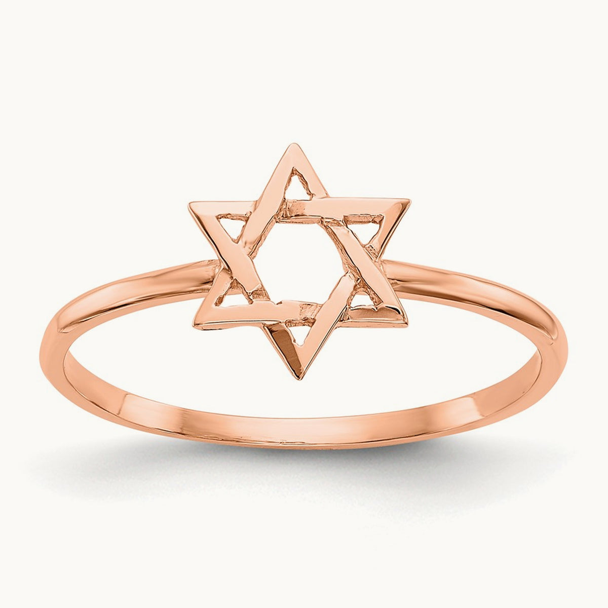 Polished Star of David Ring — 14K Rose Gold