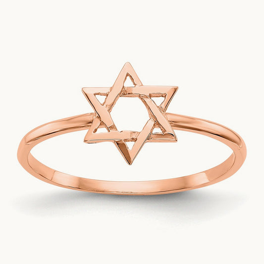 Polished Star of David Ring — 14K Rose Gold
