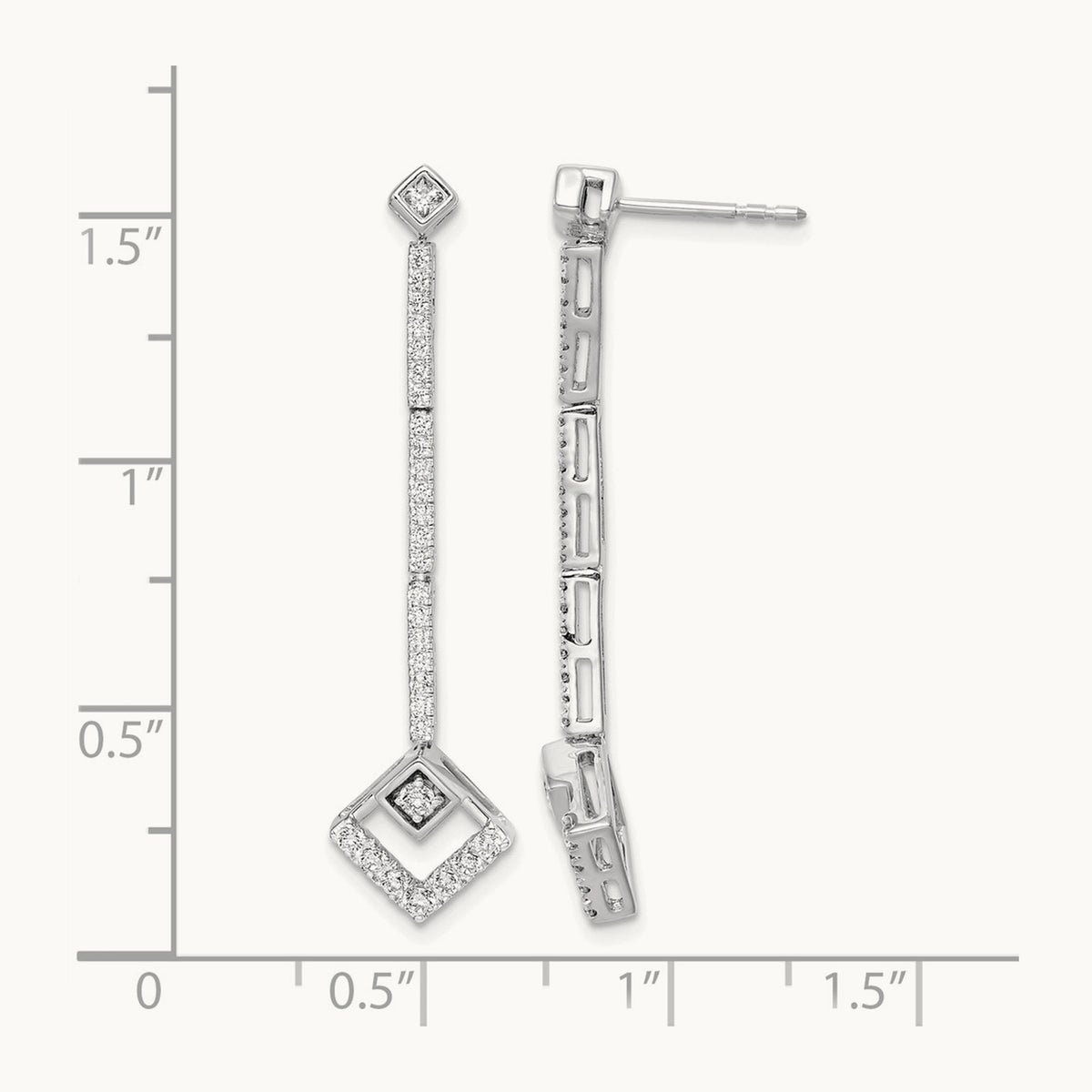 Dangle Post Earrings, 0.50 ct tw Lab-Grown Diamond — 14K White Gold