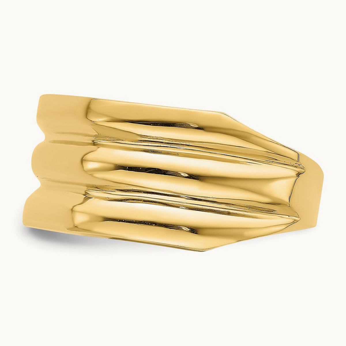 Polished Triple Ridge Dome Ring, 14K