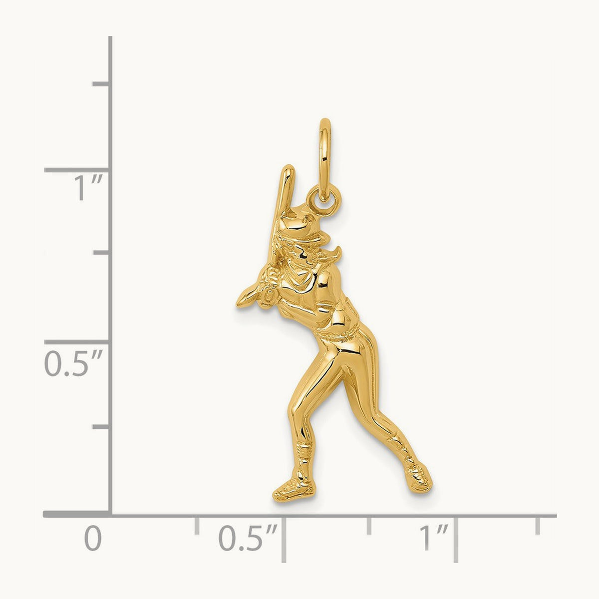 Female Baseball Batter Charm, 14K