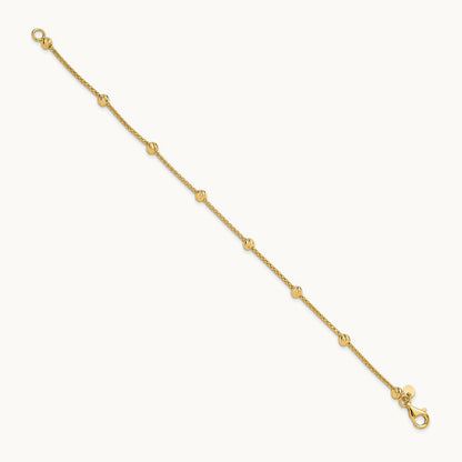 Polished and Diamond-cut Beaded Bracelet, 14K