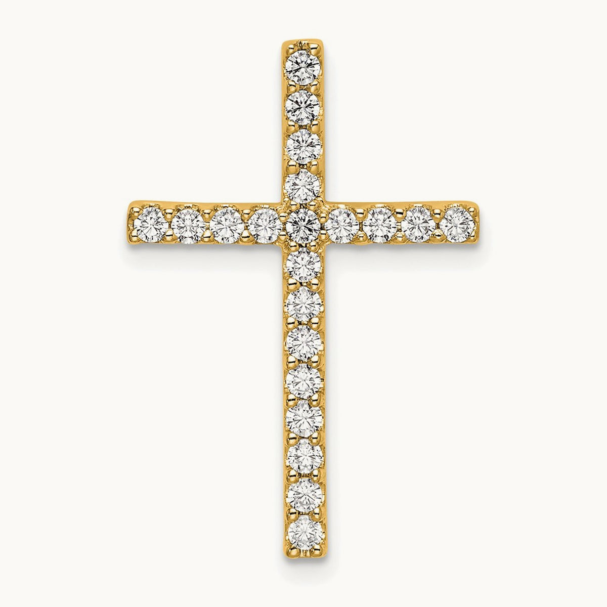 Cross Chain Slide Pendant, 0.50 ct tw Lab-Grown Diamond — 10K Yellow Gold
