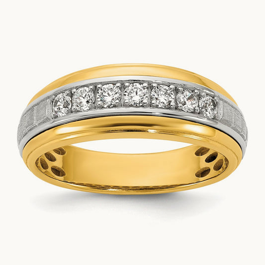 14ktt IB Goodman Mens Satin Complete 7-Stone 3/8ct Diamond Ring
