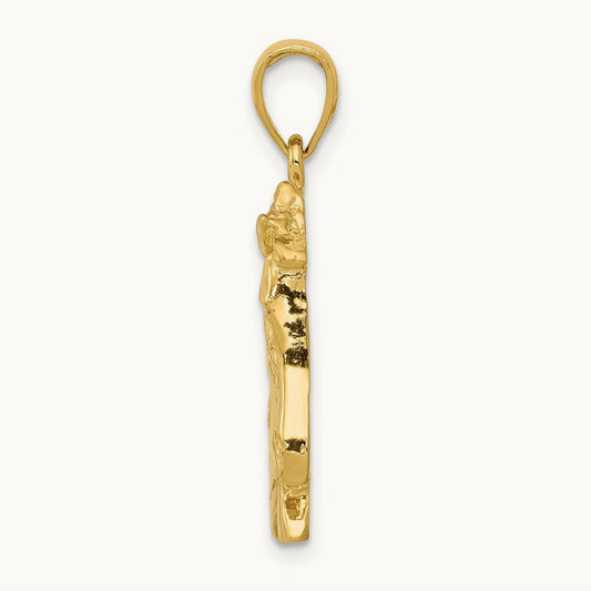 Solid Polished Open-Backed Horse Head Pendant, 14K